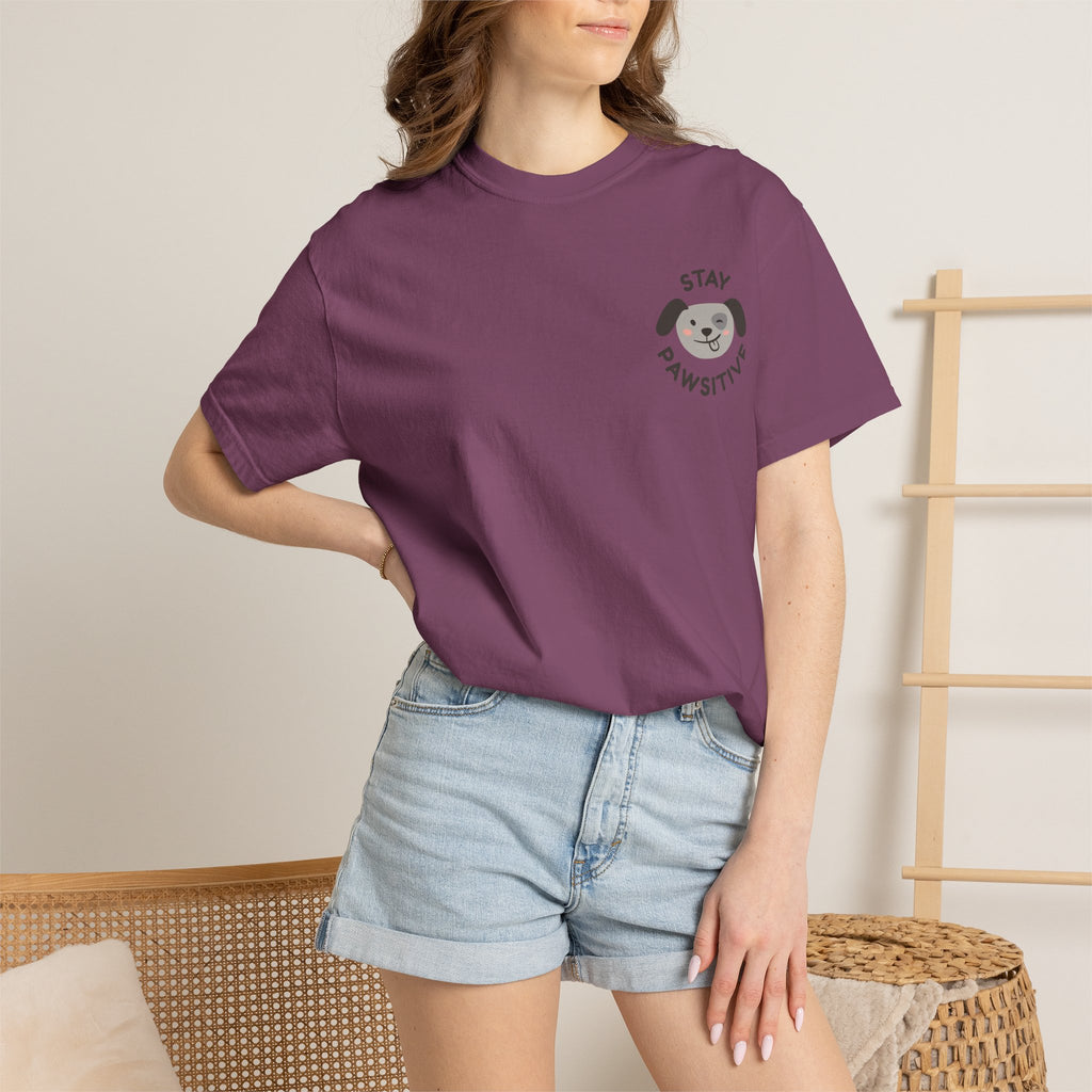 Stay Pawssitive Dog Graphic T-Shirt — "For the Love of Paws, LLC." Back Print
